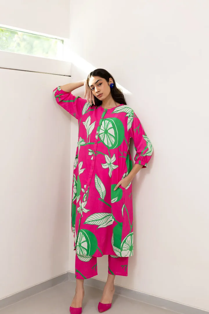 Citrus Grove Button-down Kurta set