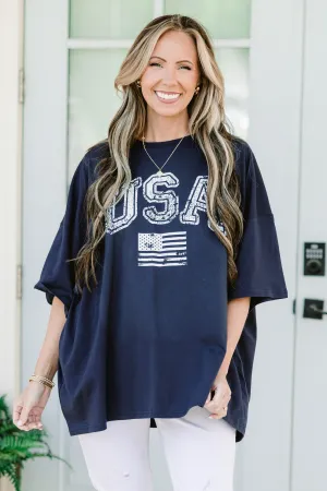 Classic American Boyfriend Tee, Midnight Navy