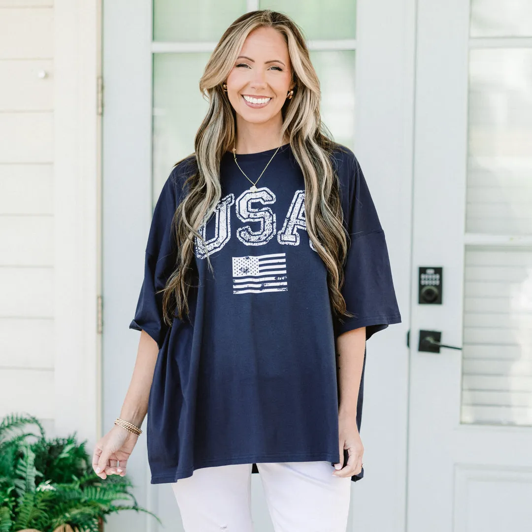 Classic American Boyfriend Tee, Midnight Navy