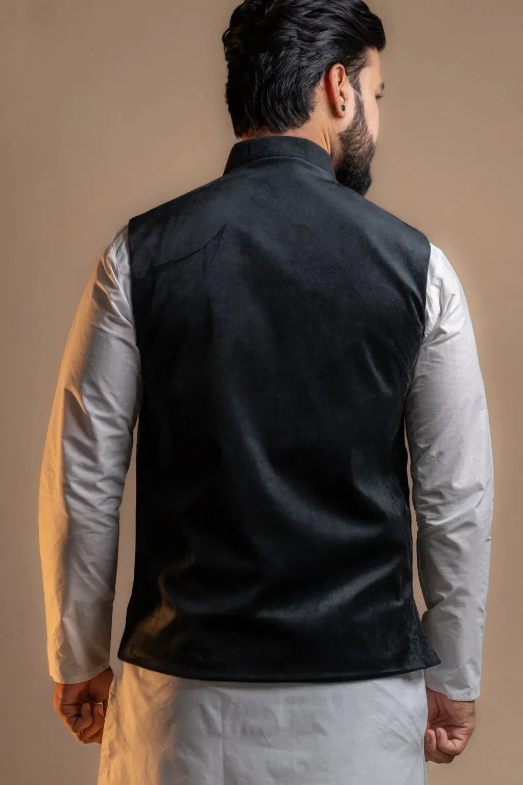 Classic Black Velvet Nehru Jacket