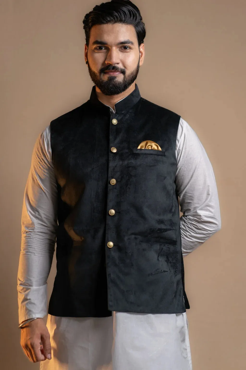 Classic Black Velvet Nehru Jacket