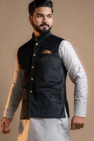 Classic Black Velvet Nehru Jacket