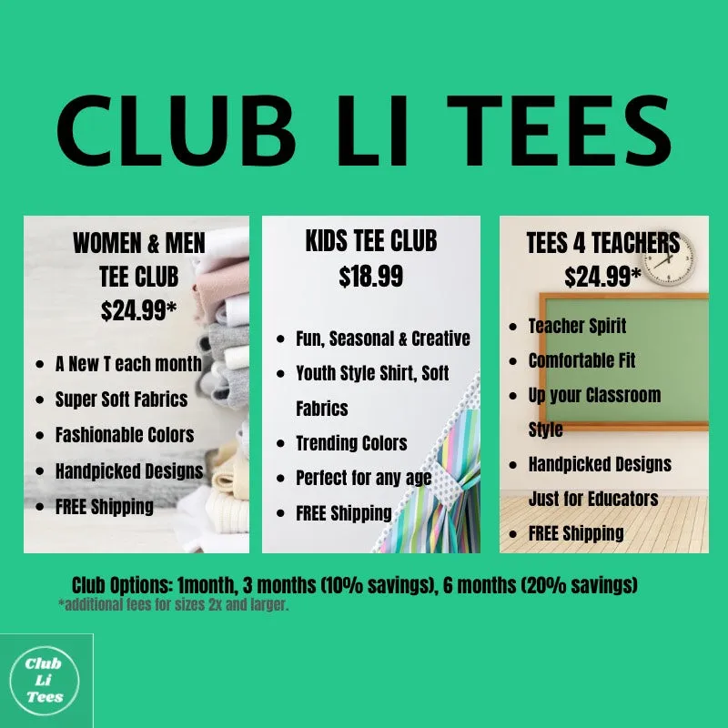 CLUB LI TEES T-Shirt Club  6 MONTH PLAN