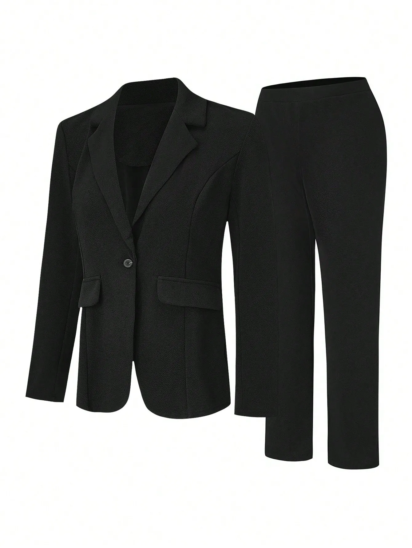Conjunto de chaqueta de traje y pantalones unicolor - Cherry Vibes