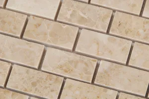 Crema Cappuccino Marble 1 X 2 Brick Polished Mosaic Tiles - Premium Quality (SAMPLE)