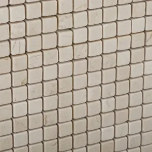 Crema Marfil Marble 5/8 X 5/8 Polished Mosaic Tile - 6" X 6" Sample