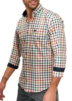 Dario Beltran Men's Mozaga Long Sleeve Check Shirt Red/Green/Blue
