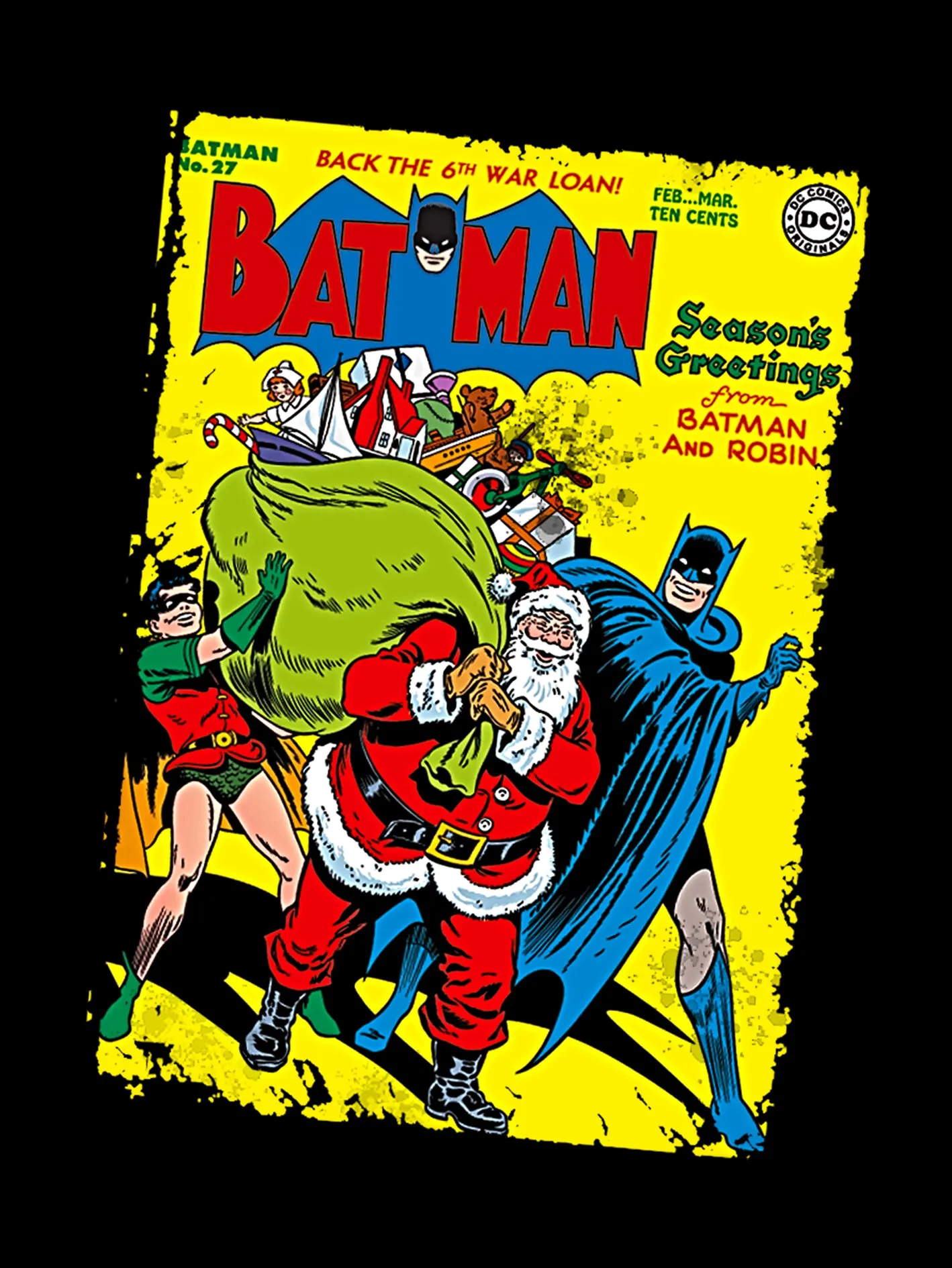 DC Comics Batman Cover 27 Xmas Women's T-Shirt (Black)