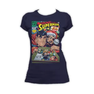 DC Comics Superman Cover 165 Xmas Lois Lane Women's T-Shirt (Navy)