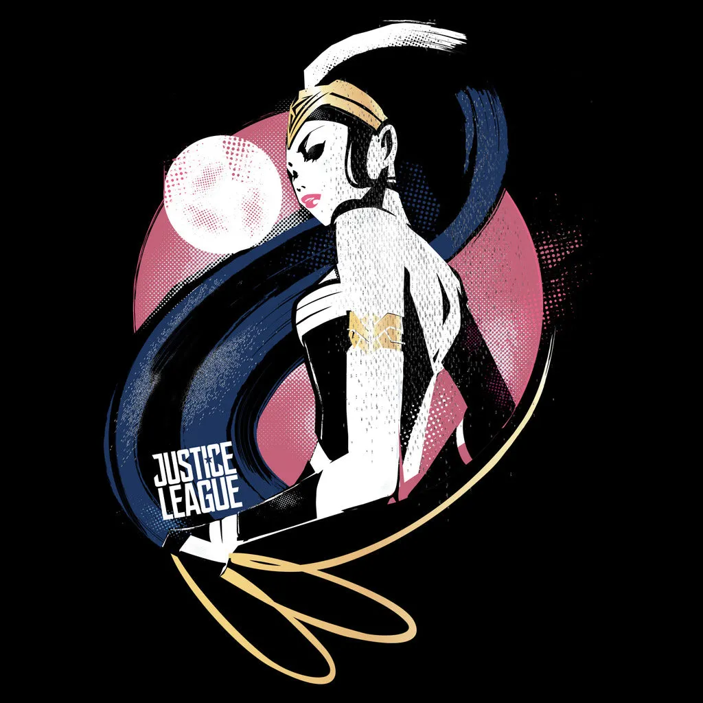 DC Justice League Wonder Woman Lasso Official Women's T-shirt (Black)