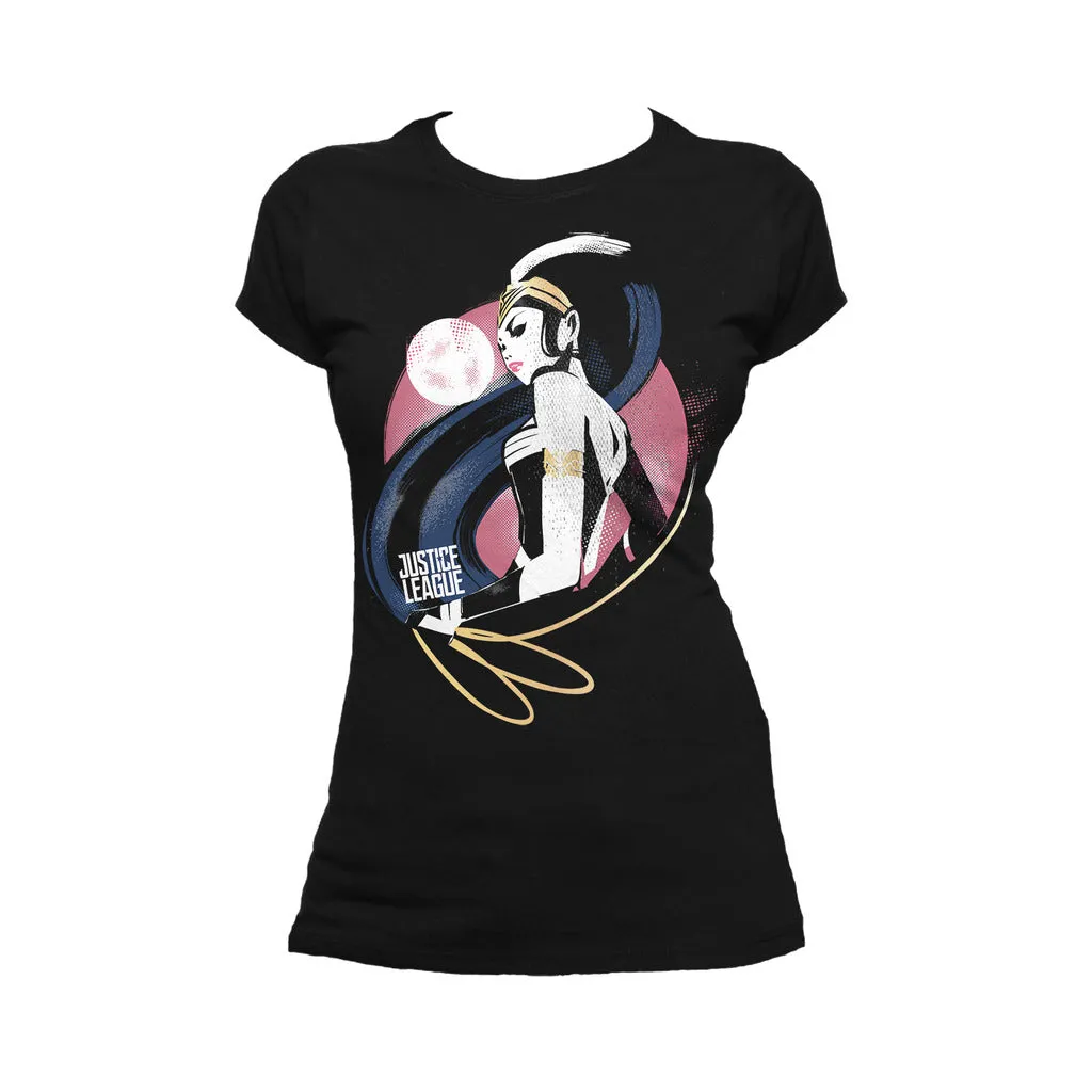 DC Justice League Wonder Woman Lasso Official Women's T-shirt (Black)