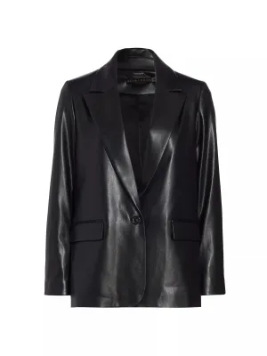 DENNY VEGAN LEATHER NOTCH COLLAR BLAZER