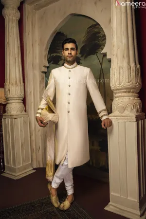 Designer Pakistani Off-white Sherwani for Groom #GN29
