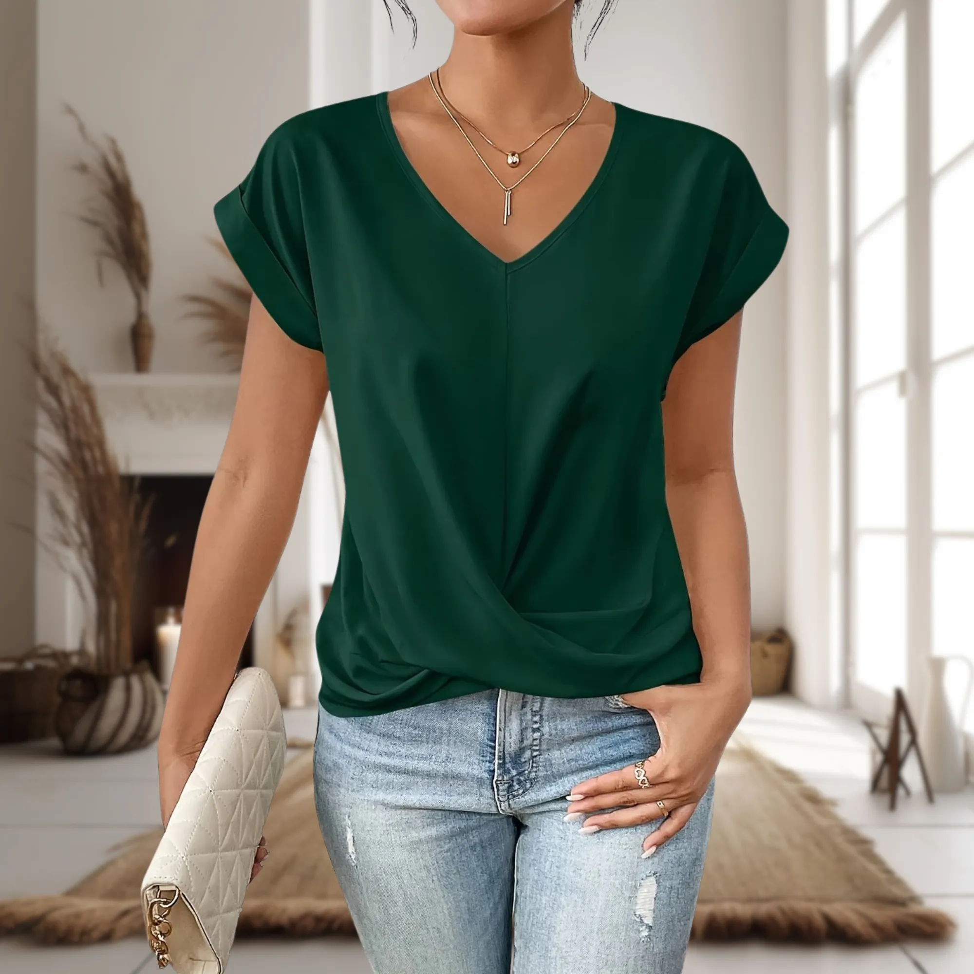 Elle | Casual Sweetheart Neck T-Shirt