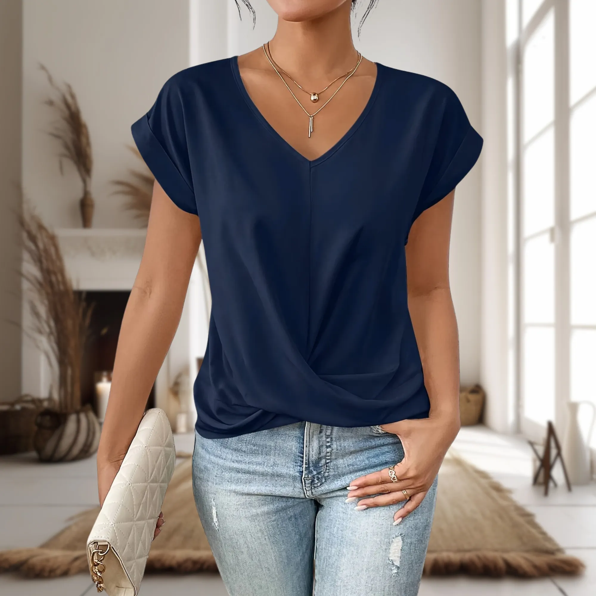 Elle | Casual Sweetheart Neck T-Shirt