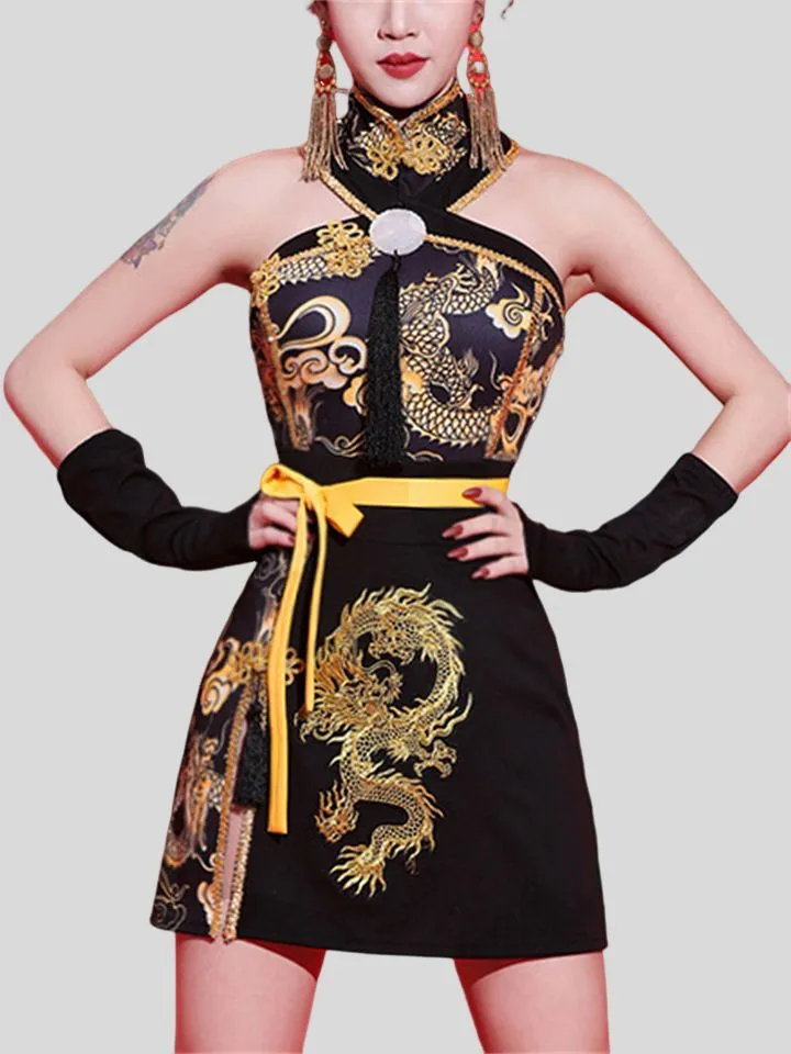 Female Chinese Style Dresses Group Performance Dance Stage Costumes