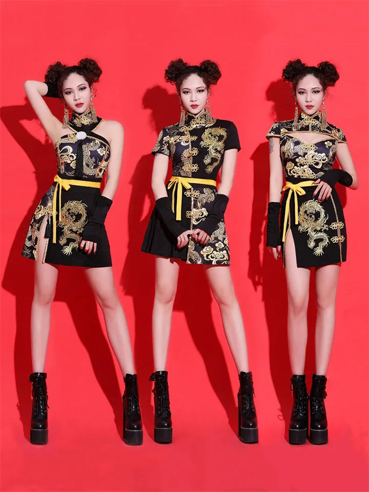 Female Chinese Style Dresses Group Performance Dance Stage Costumes