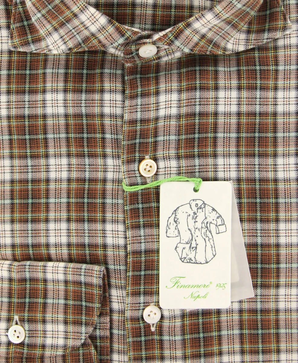 Finamore Napoli Brown Shirt - Extra Slim