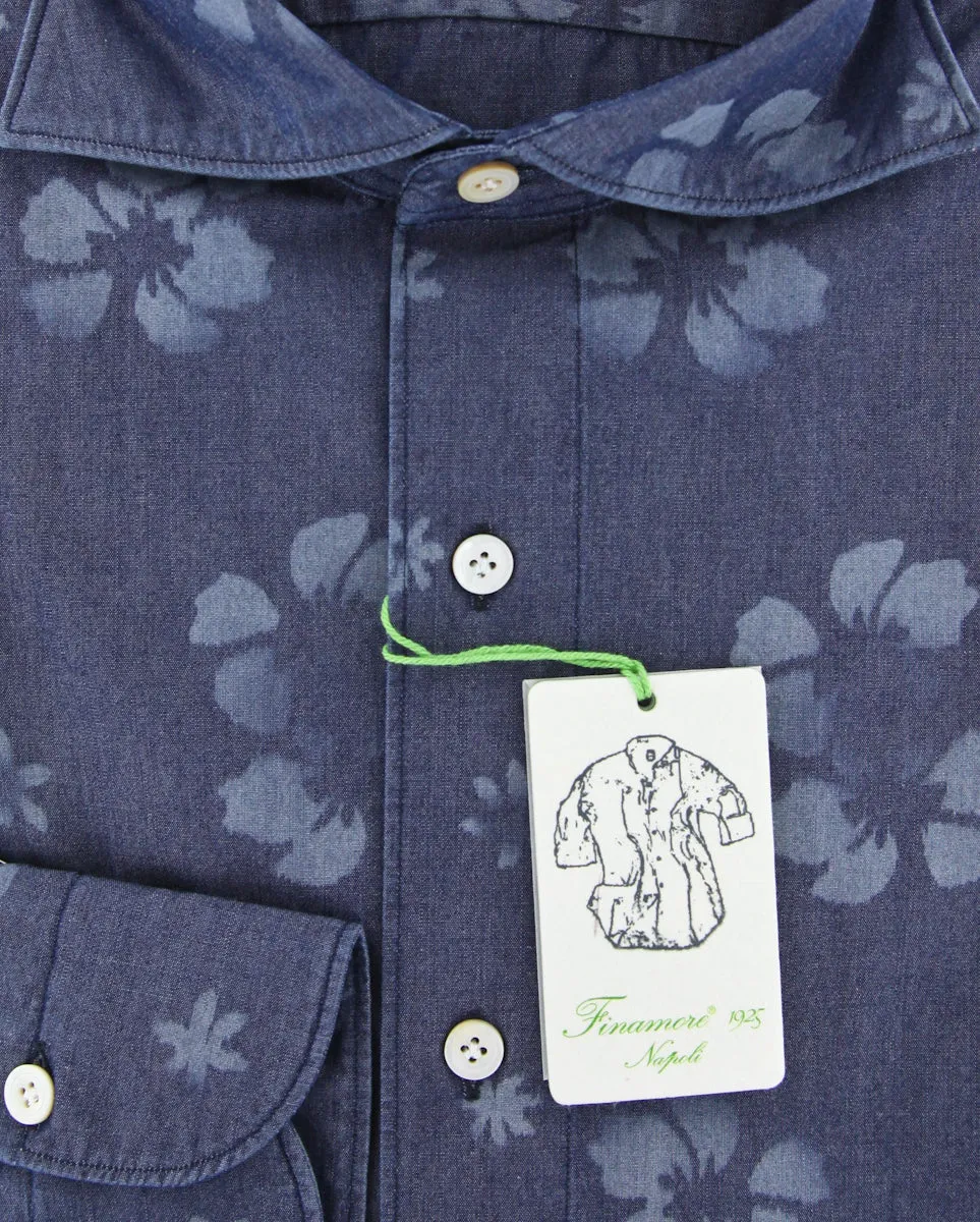 Finamore Napoli Denim Blue Shirt - Extra Slim