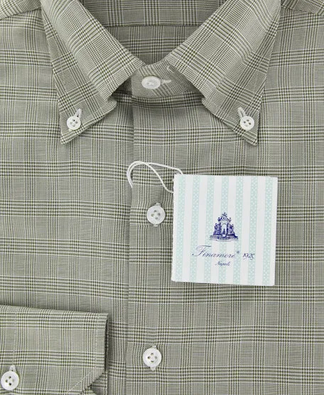 Finamore Napoli Olive Green Shirt – Size: 15.5 US / 39 EU