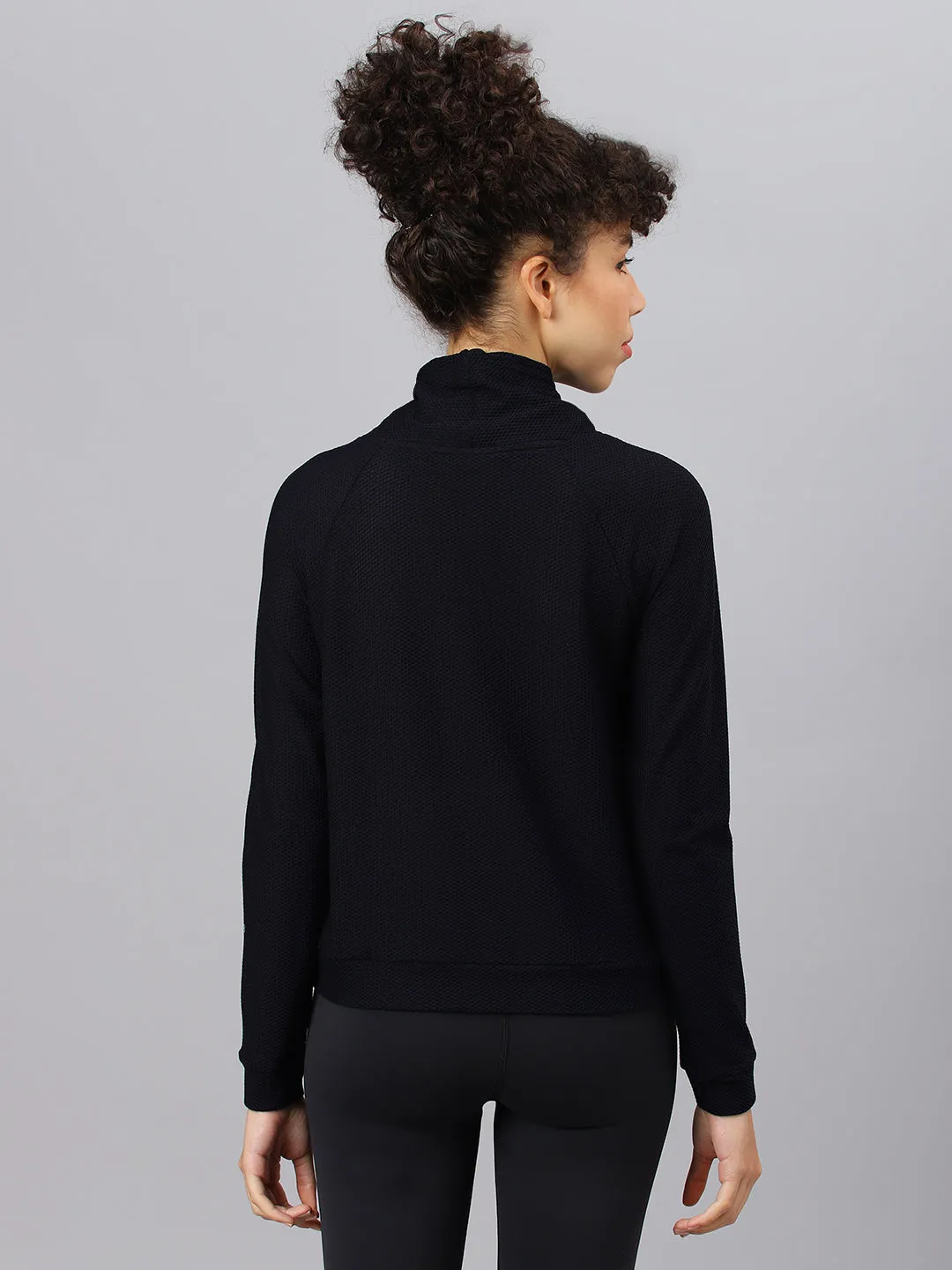 Fitkin Women's Navy Bubble Turtle Neck Top