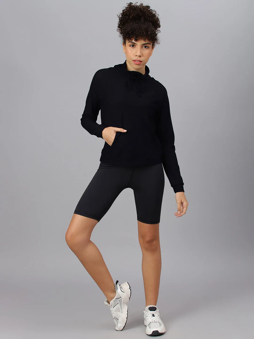 Fitkin Women's Navy Bubble Turtle Neck Top