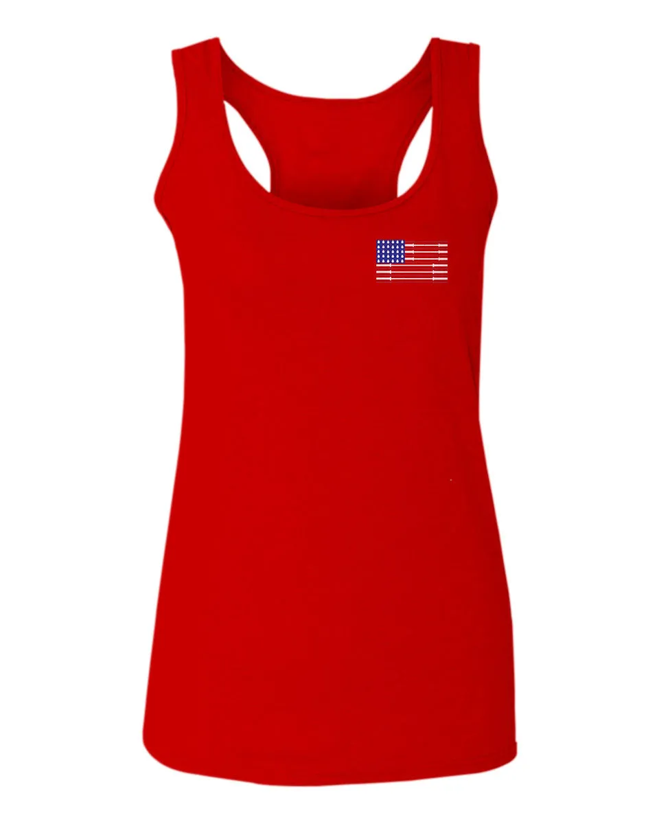 Fitness Bars America American Flags Gym Tough Workout  women's Tank Top sleeveless Racerback