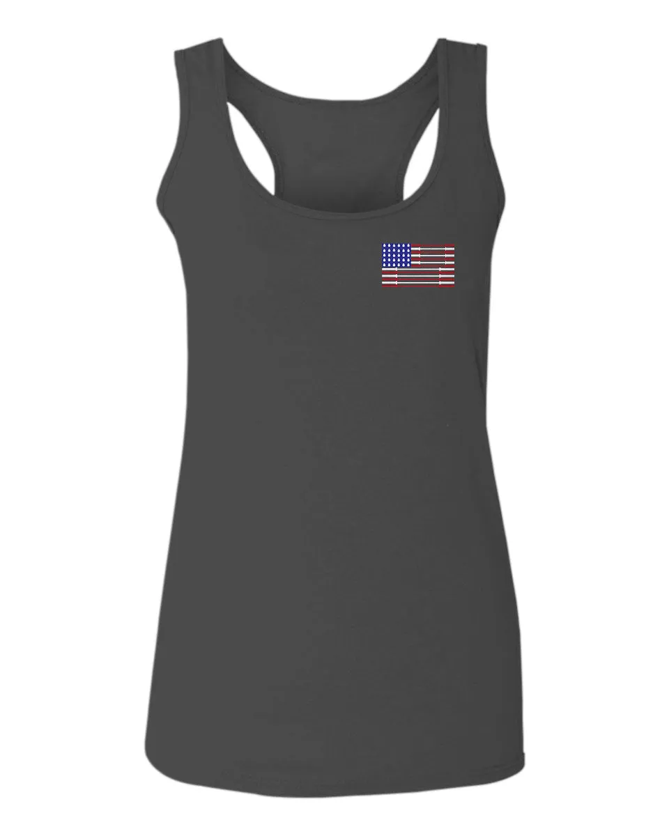 Fitness Bars America American Flags Gym Tough Workout  women's Tank Top sleeveless Racerback