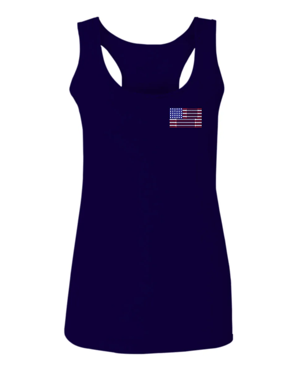Fitness Bars America American Flags Gym Tough Workout  women's Tank Top sleeveless Racerback