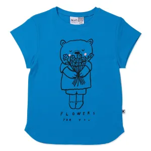 Flowers For You Tee- Bright Blue