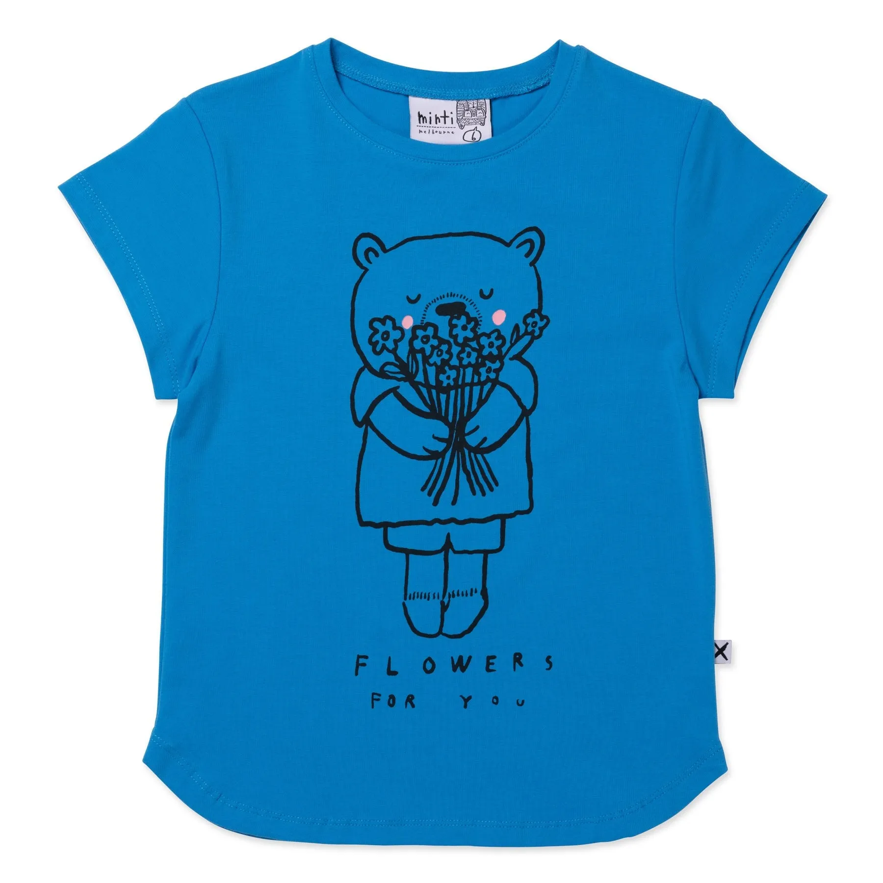 Flowers For You Tee- Bright Blue