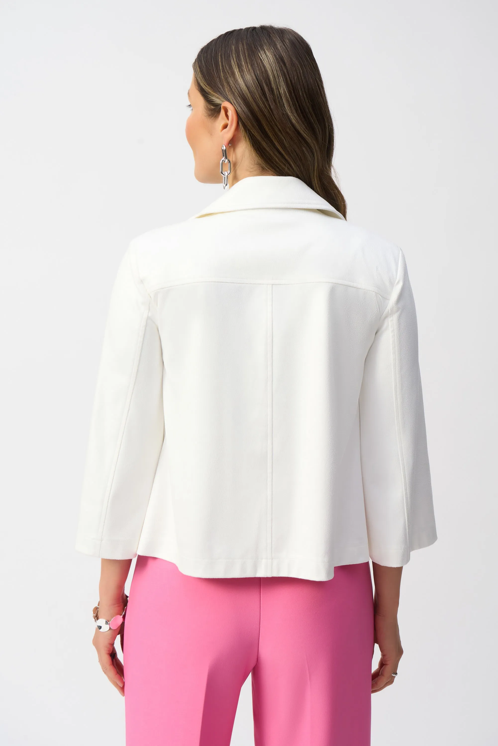Foiled faux suede swing jacket by Joseph Ribkoff - White