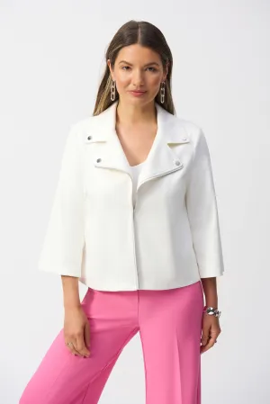 Foiled faux suede swing jacket by Joseph Ribkoff - White