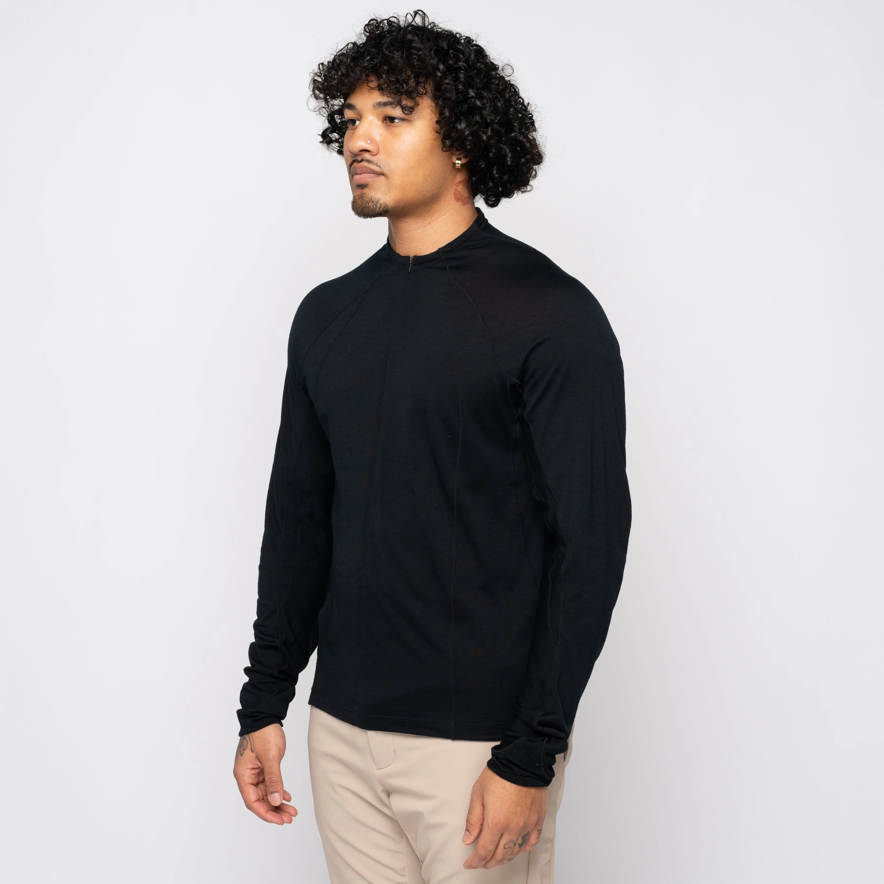 Goldwin 0 Wool Half Zip LS Black GZ44104