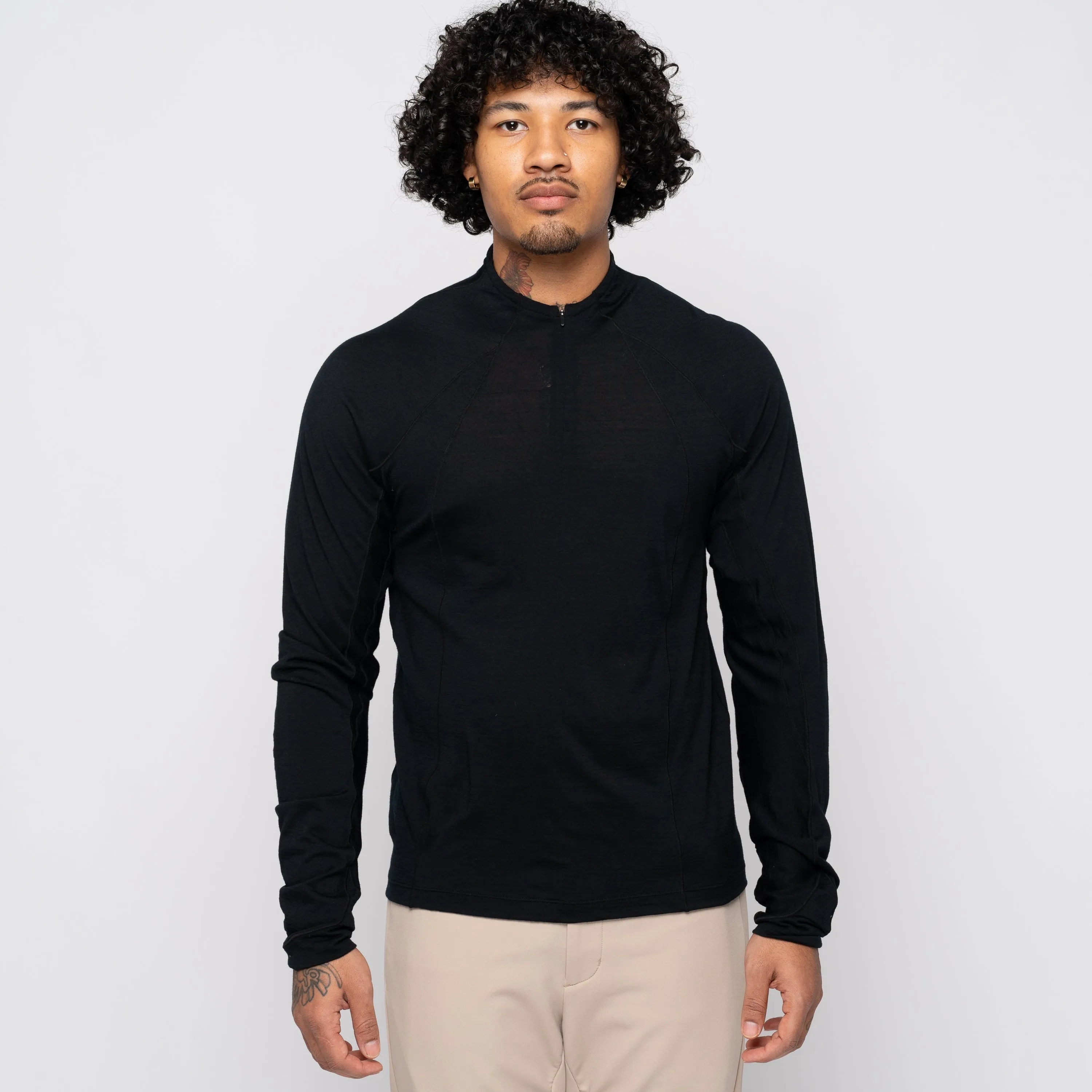 Goldwin 0 Wool Half Zip LS Black GZ44104