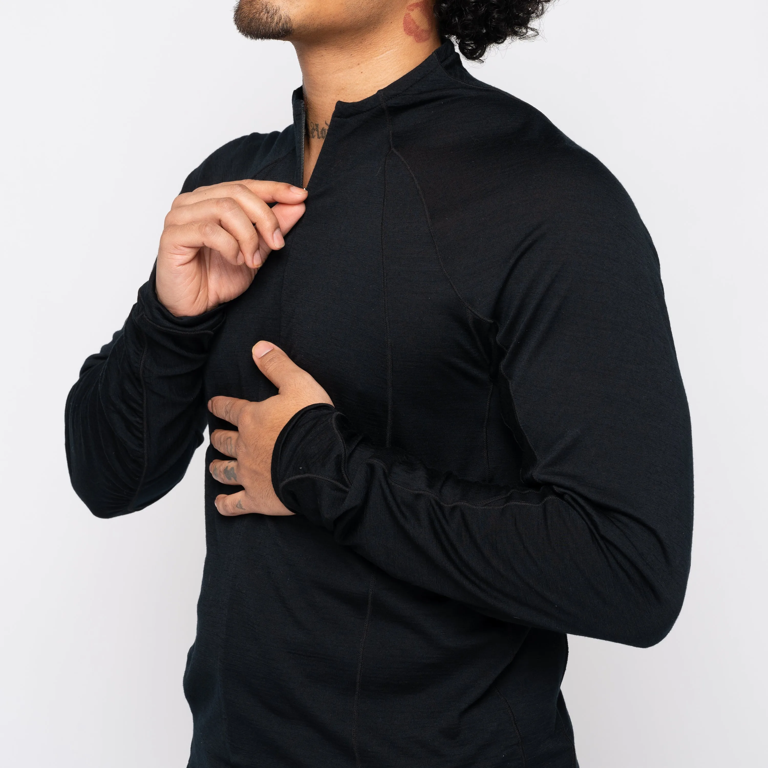 Goldwin 0 Wool Half Zip LS Black GZ44104