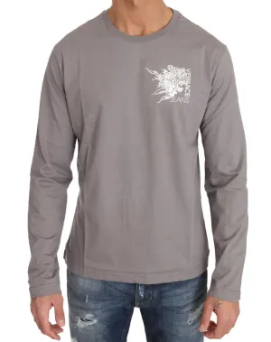 Gray Cotton White Tiger Crewneck Pullover