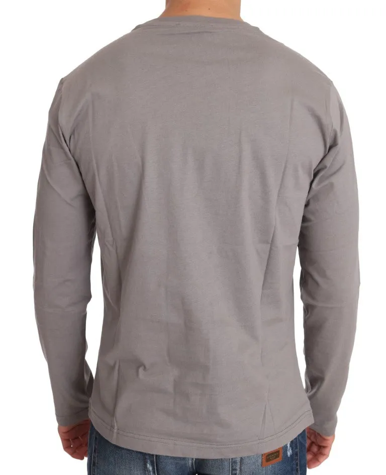 Gray Cotton White Tiger Crewneck Pullover