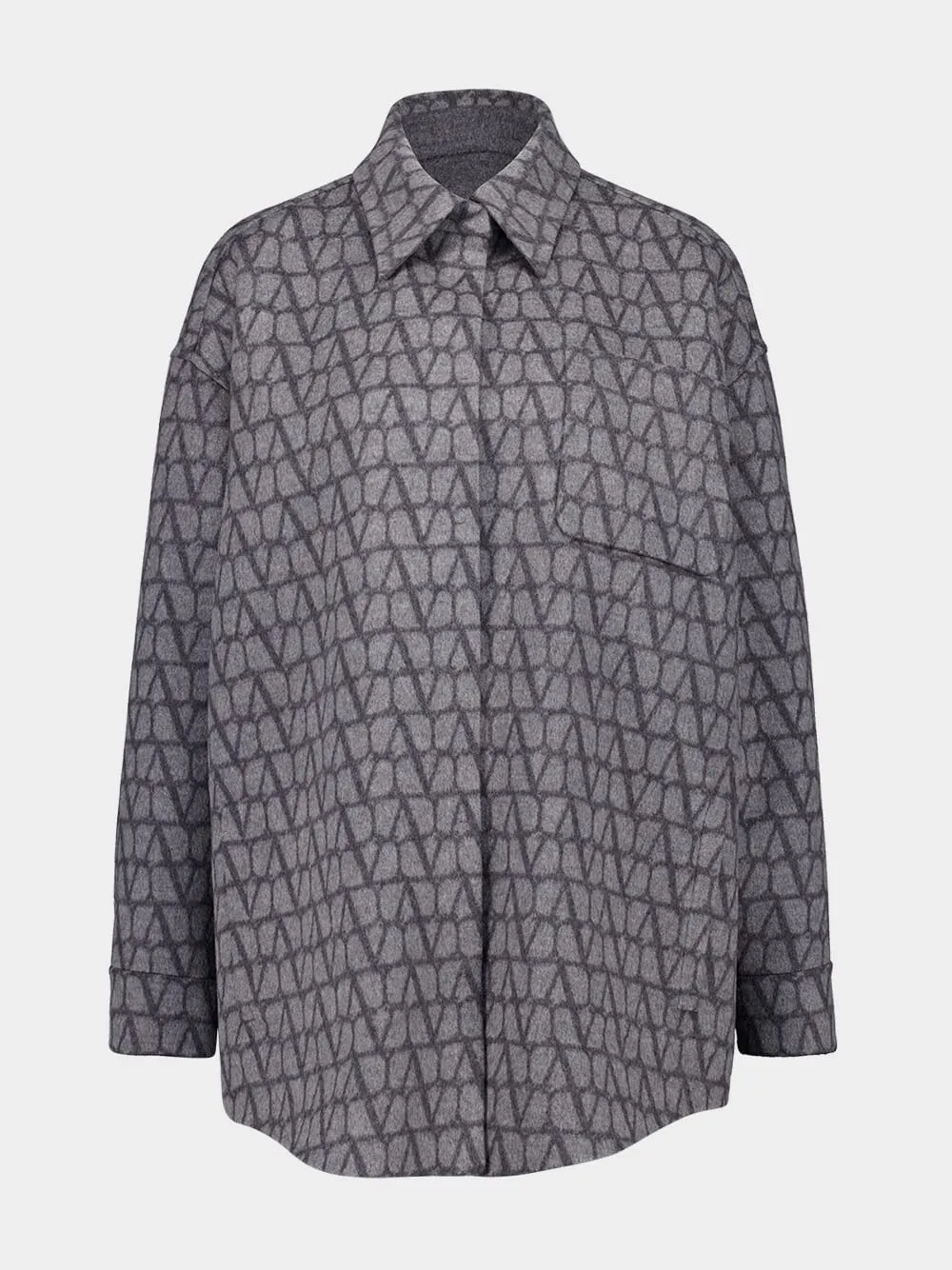 Grey Long-Sleeve Toile Iconographe Wool Shirt