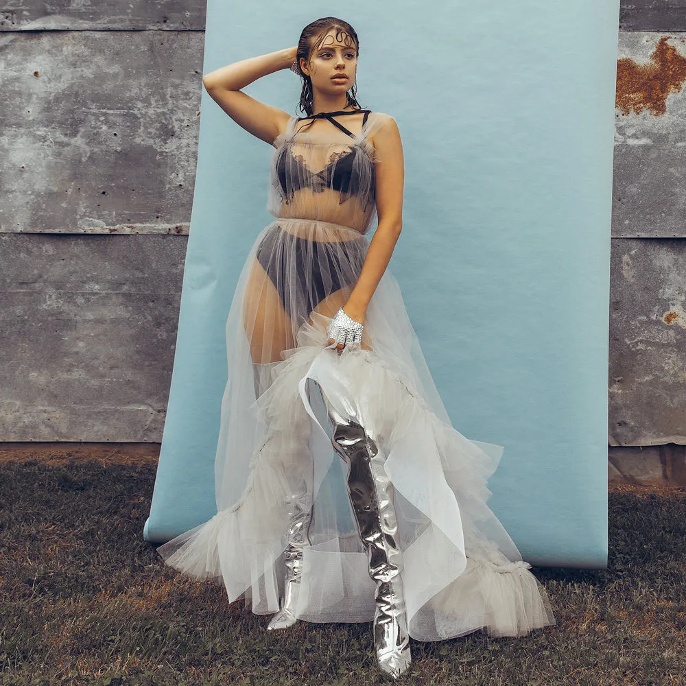 Grey Tulle Gown