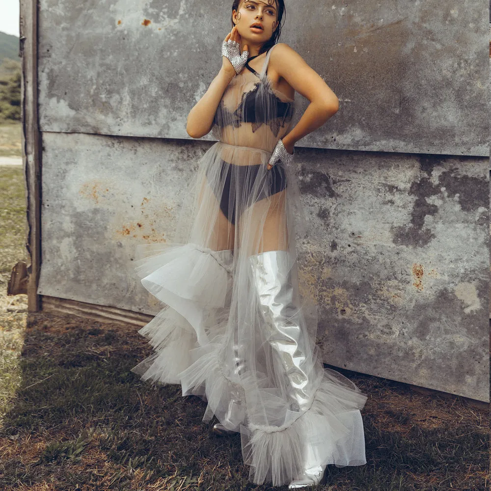 Grey Tulle Gown