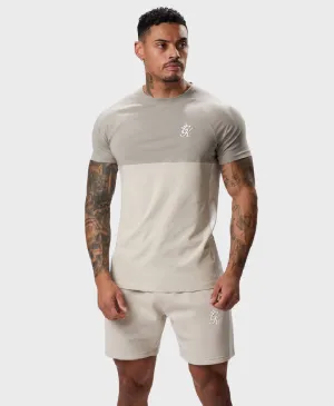 Gym King Contrast Panel T-Shirts Stone/Taupe/White