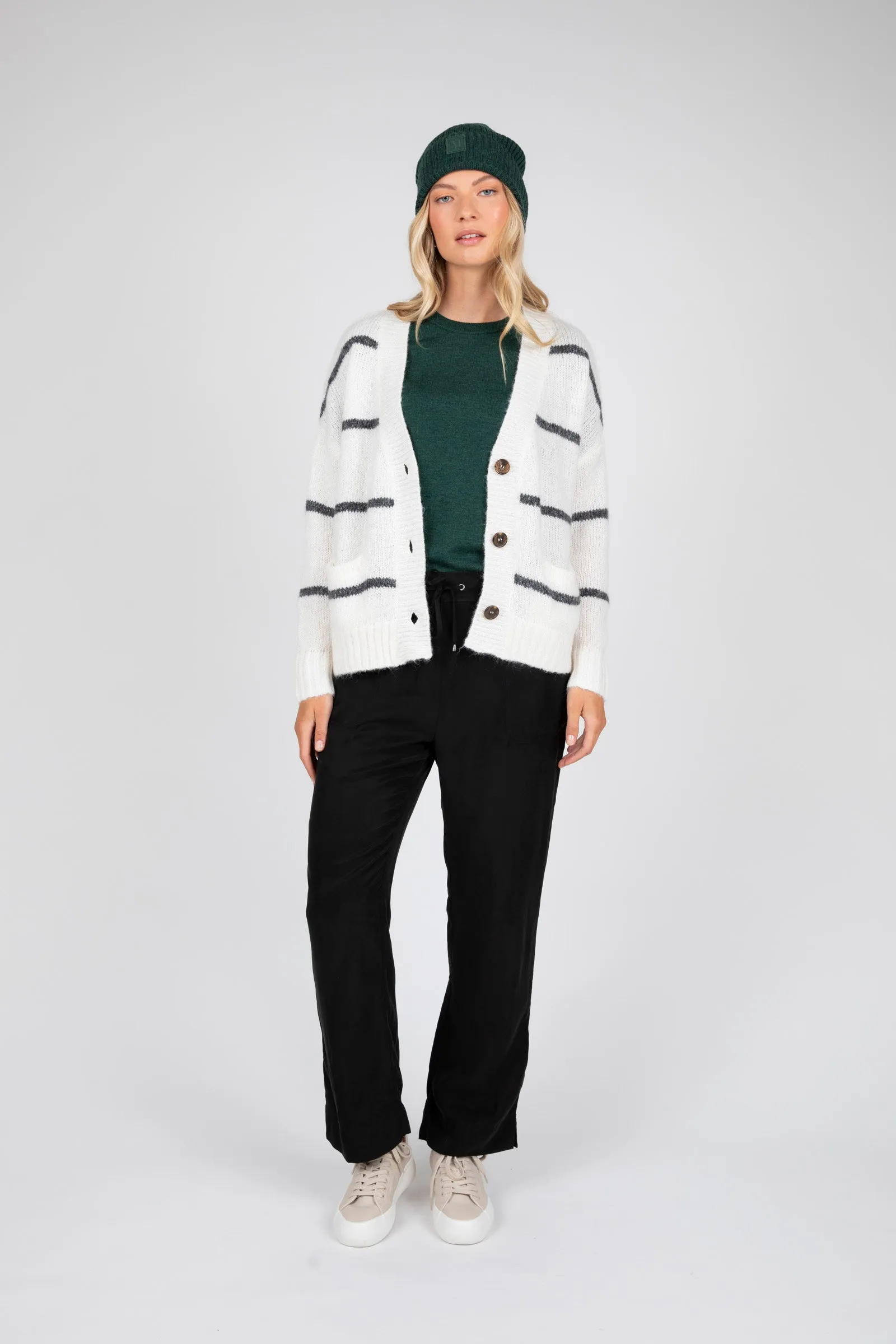 Haze Cardigan - Ivory Stripe
