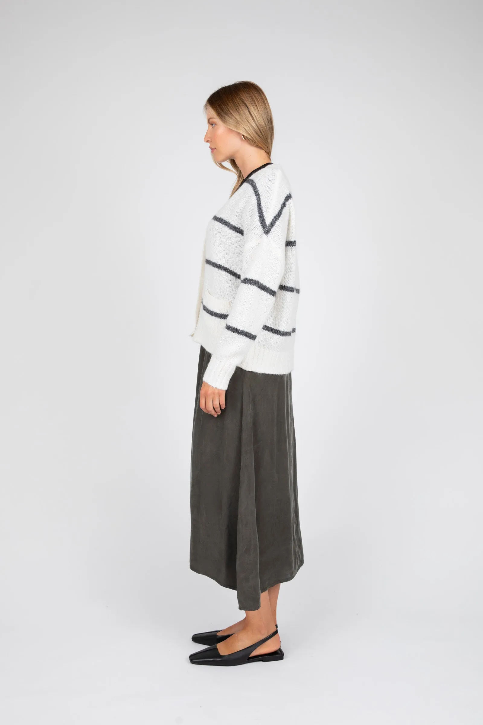 Haze Cardigan - Ivory Stripe