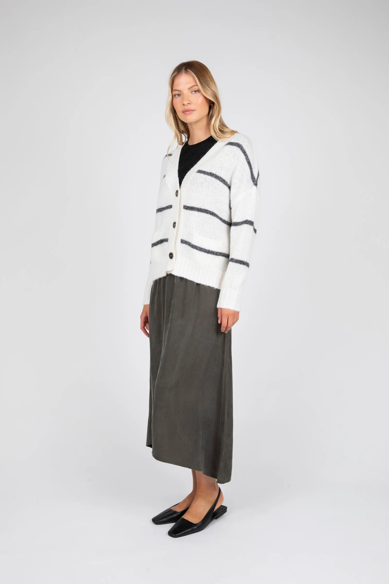 Haze Cardigan - Ivory Stripe