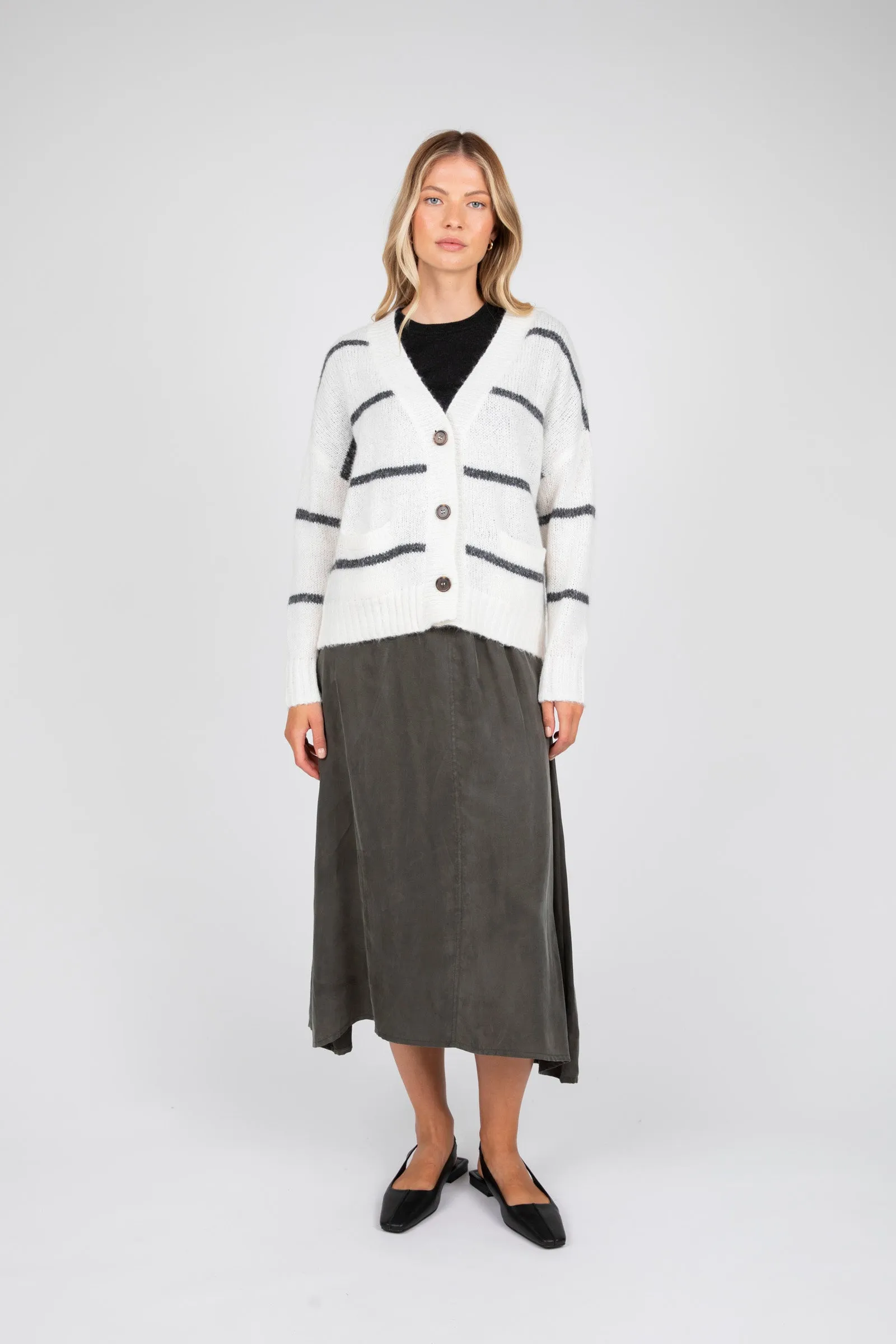 Haze Cardigan - Ivory Stripe