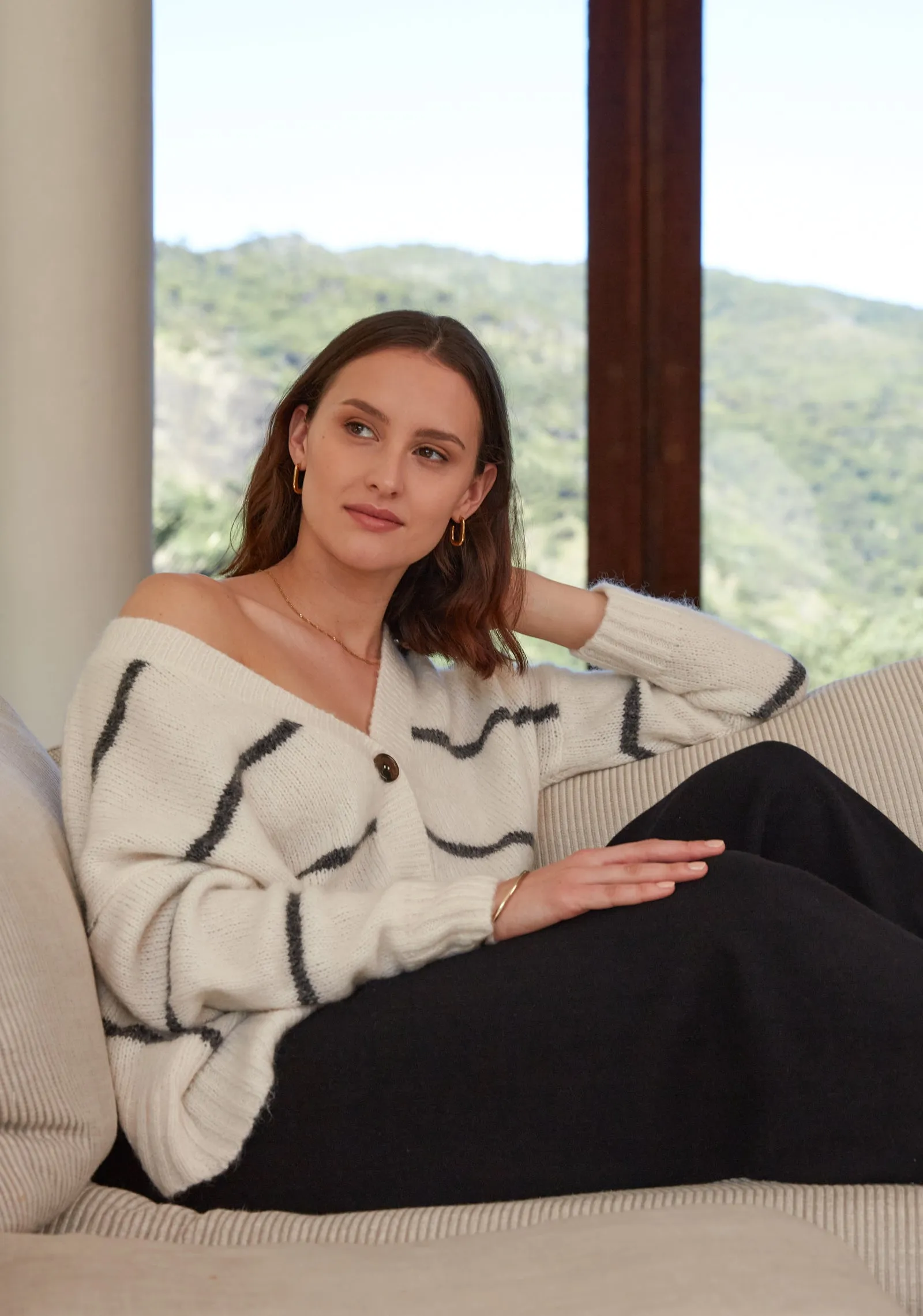 Haze Cardigan - Ivory Stripe