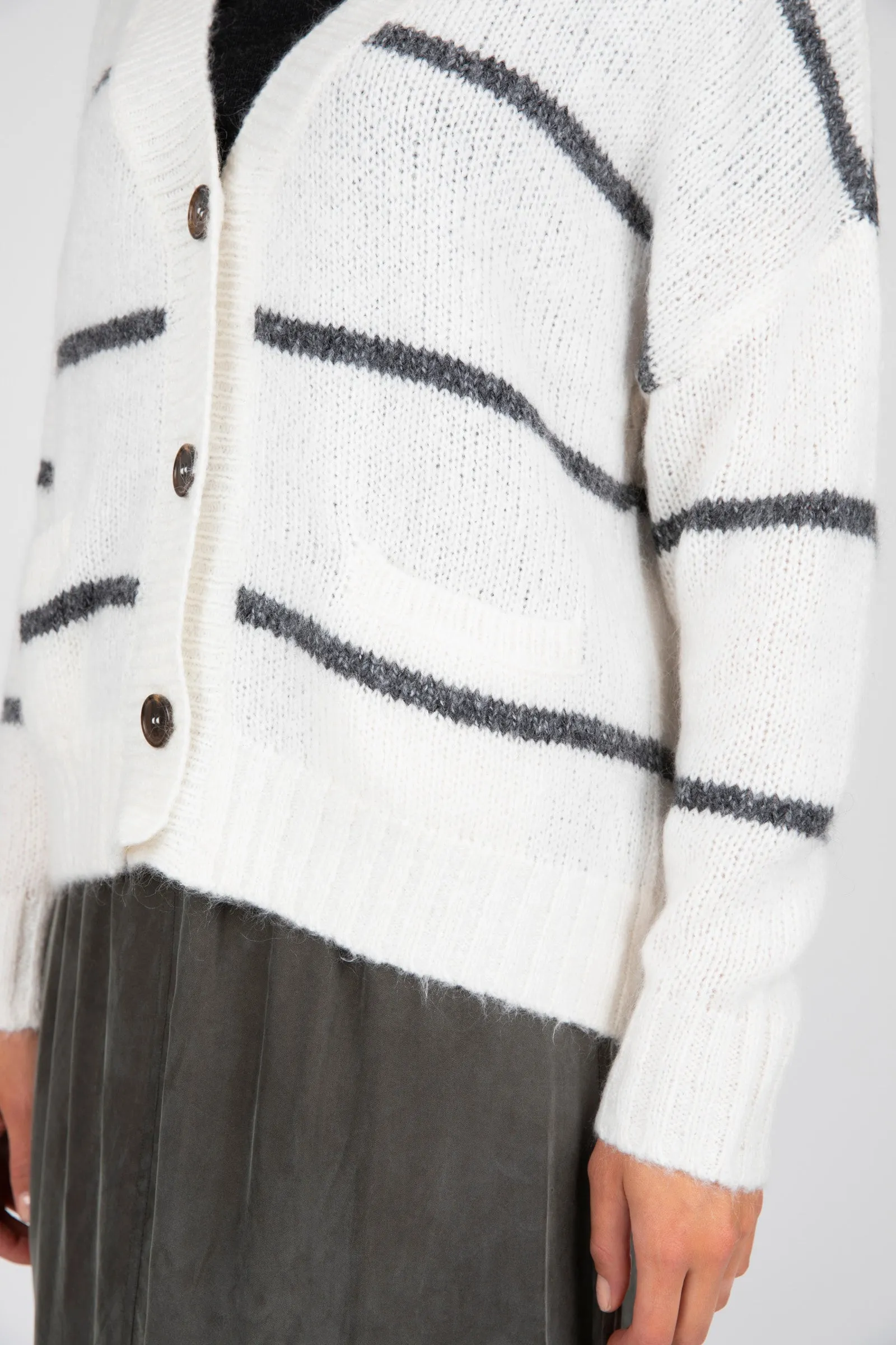 Haze Cardigan - Ivory Stripe