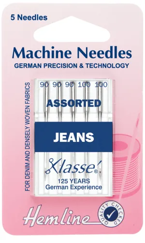 Hemline Sewing Machine Needles Jean Mixed Sizes - 90, 100