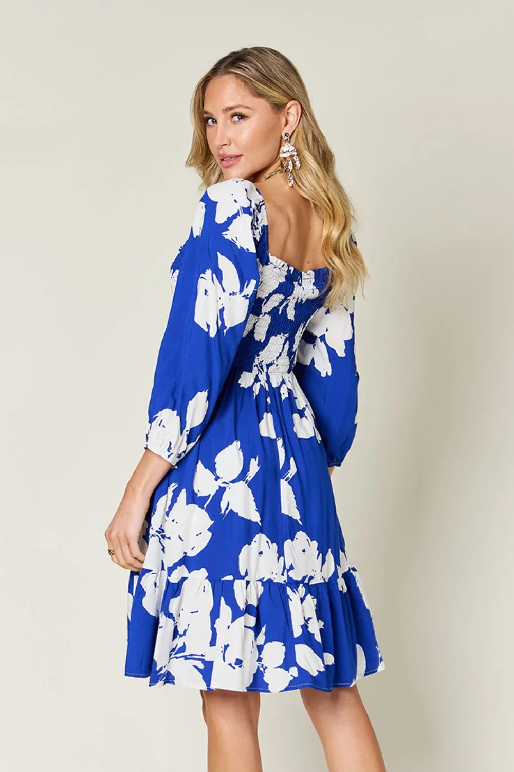Henry Double Take Full Size Floral Ruffle Hem Smocked Dress